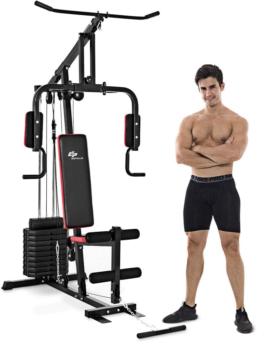 Goplus Multifunction Home Gym System Weight Training Exercis…