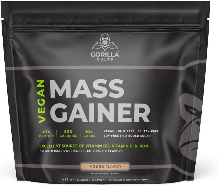 Gorilla Gulps – Mocha Vegan Mass Gainer – 5 Lb Natural High …
