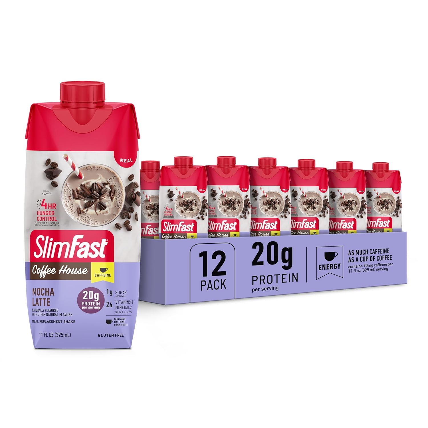 Slimfast Protein Shake, New Mocha Latte- 20G Protein, Meal R…