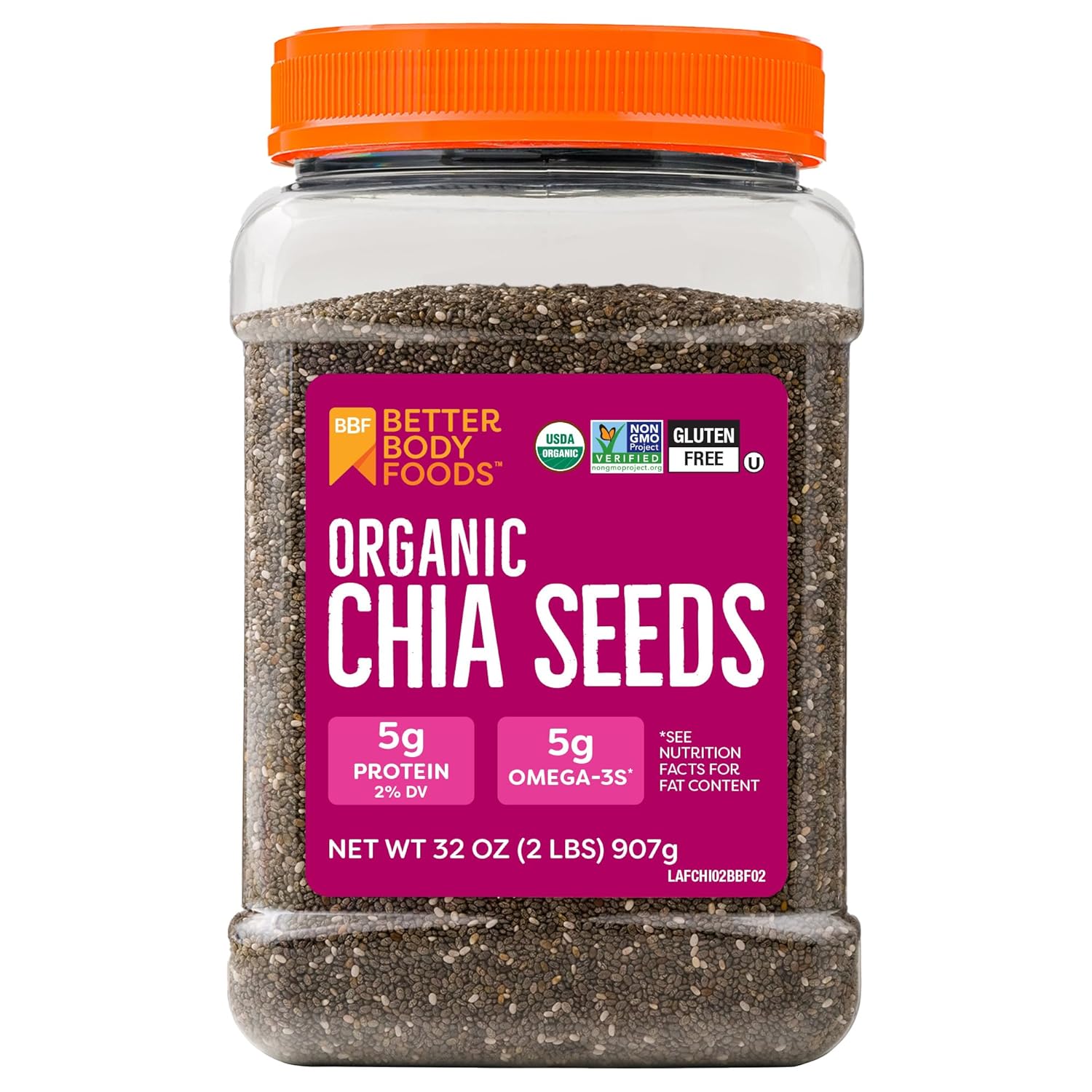 Betterbody Foods Organic Chia Seeds 2 Lbs, 32 Oz, With Omega…