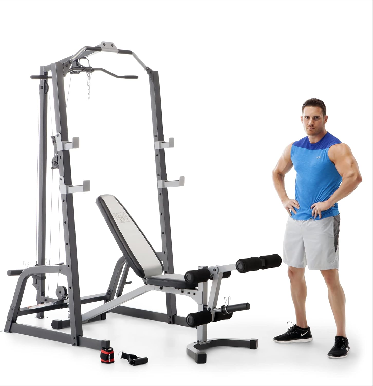 Marcy Pro Deluxe Cage System With Weightlifting Bench All-In…