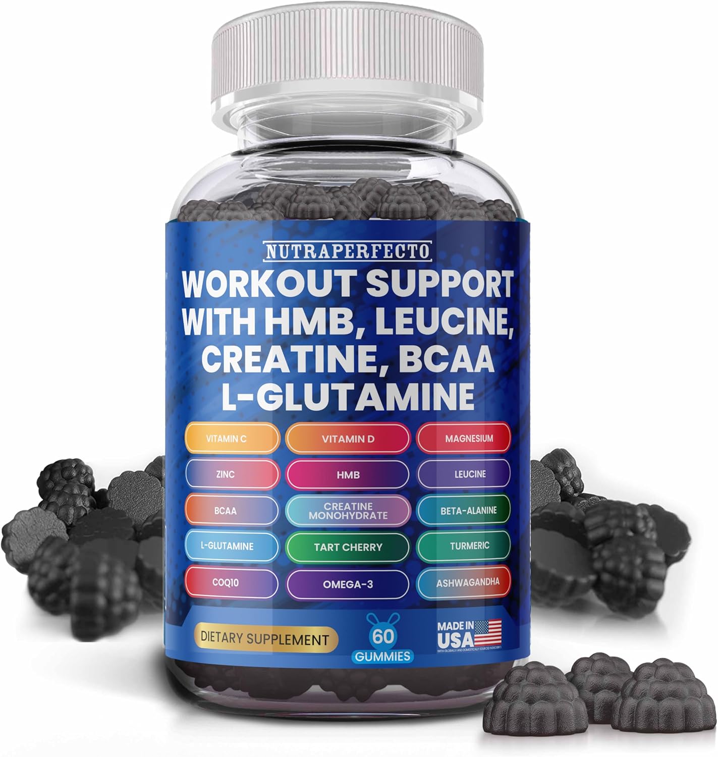 Sugar Free Workout Recovery Gummies With Hmb, L-Leucine, Cre…