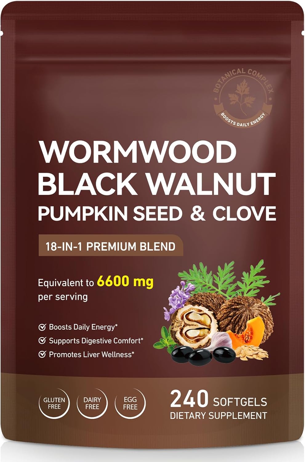 Wormwood Black Walnut Clove Cleanse For Adults, 18-Herb Bota…